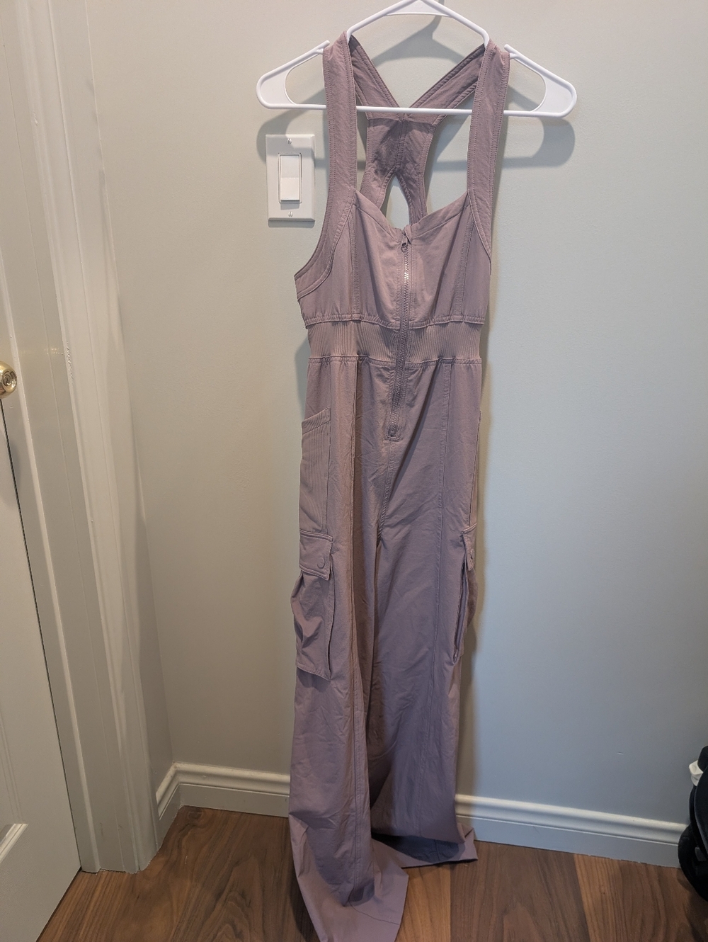 NWOT Popflex Take a Hike Overalls - Dusty Mauve Wide-Leg Utility Jumpsuit Sz XS - Picture 5 of 8